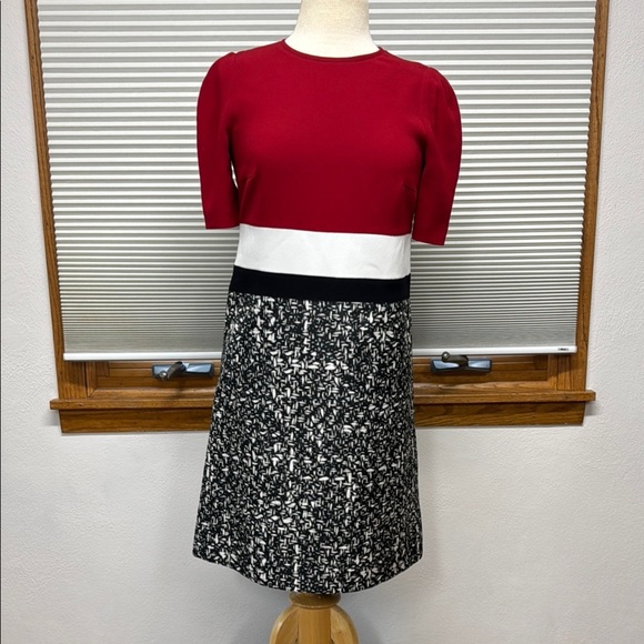 Paule Ka Paris Red and Black Patterned Women's Short Sleeve Dress Size 6 - Picture 1 of 7